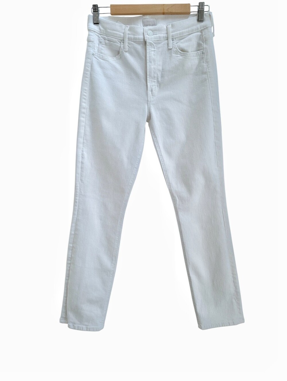 Mother Dazzler Mid Rise Slim Straight Ankle Jeans White Size 28